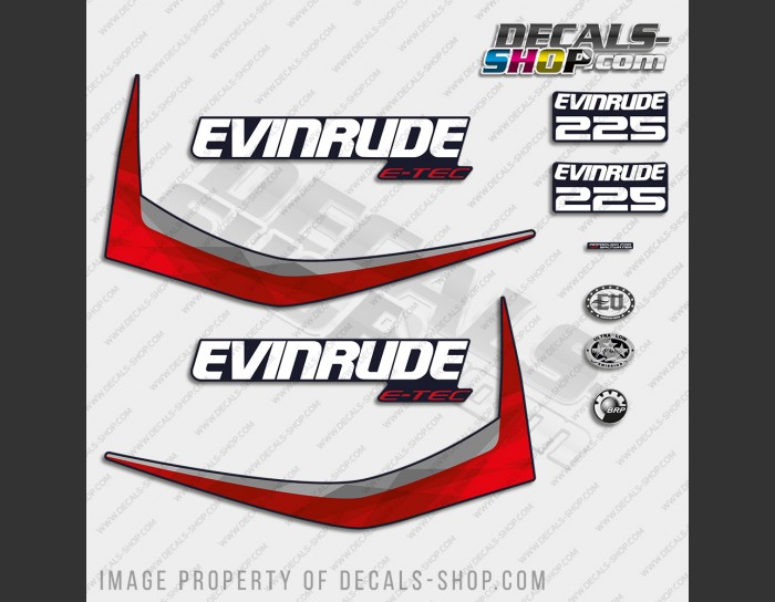 Evinrude 225HP E-tec 2011-2014 Blue Cowl Outboard Decal Kit